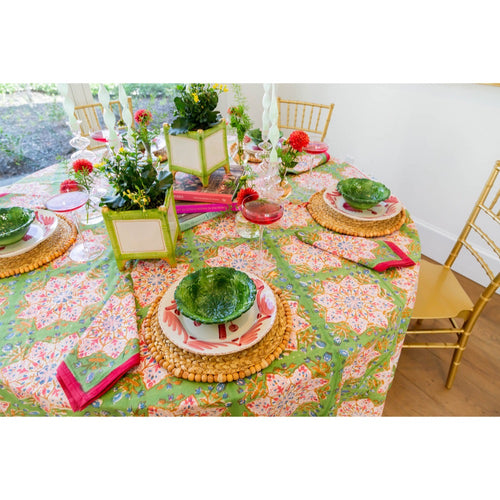 pink green block-printed cotton napkins 8