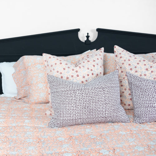 Brittany Peach Floral Quilt + Shams Collection (size options)