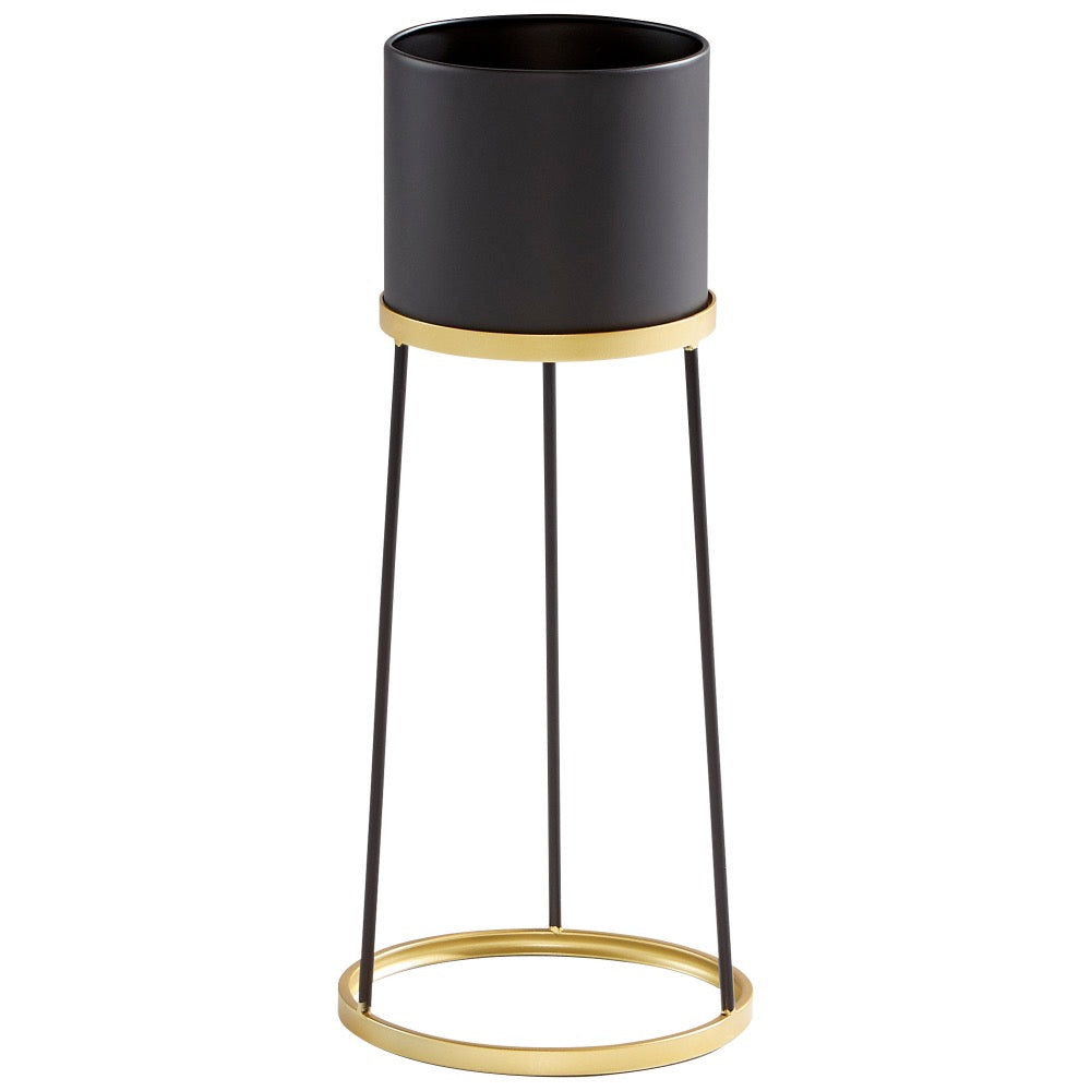 black gold round planter stand