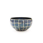 loom medium bowl navy metal iron brass accents