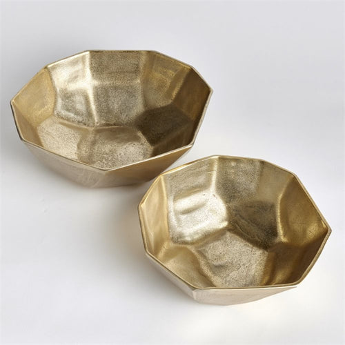 cast aluminum gold bowl set of two geometric contemporary