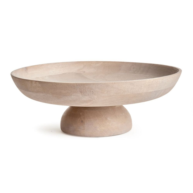 mango wood graywash finish round footed bowl