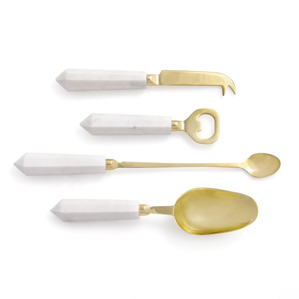 white marble gold cocktail accessories set