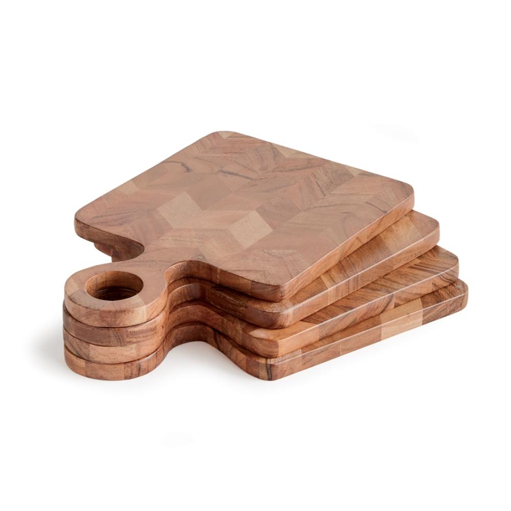 natural acacia wood square mini boards handle