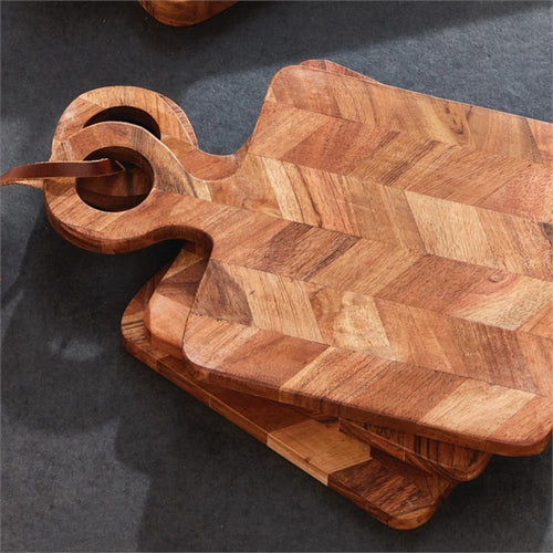 natural acacia wood square mini boards handle