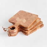 natural acacia wood square mini boards handle