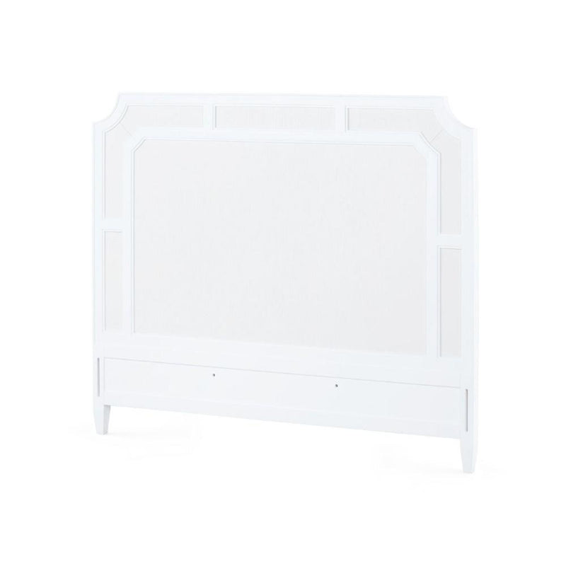 white lacquered frame soft white inset panel headboard 