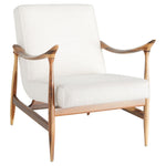 accent arm chair mid-century light wood frame cream upholstered seat back