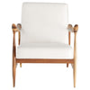 accent arm chair mid-century light wood frame cream upholstered seat back