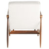 accent arm chair mid-century light wood frame cream upholstered seat back