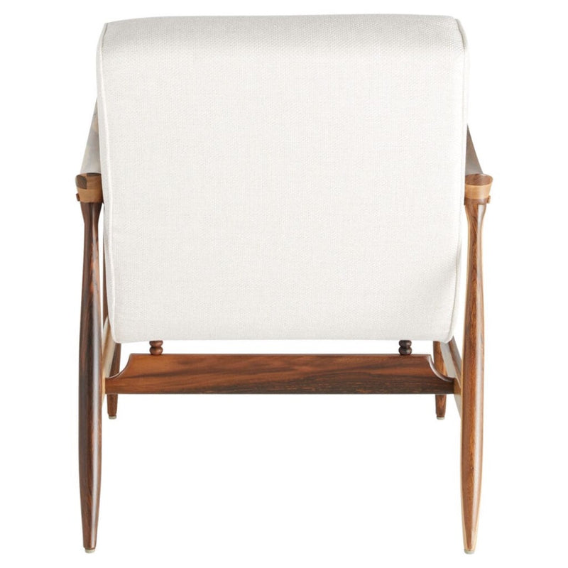 accent arm chair mid-century light wood frame cream upholstered seat back