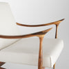 accent arm chair mid-century light wood frame cream upholstered seat back