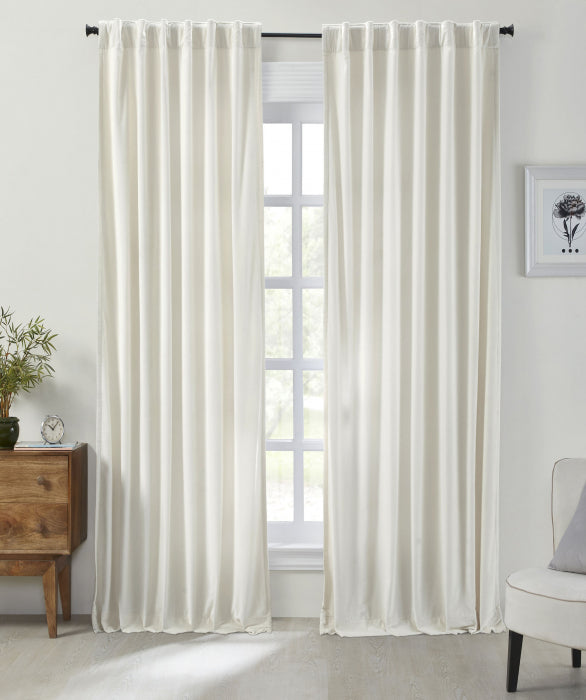 Stella Ivory Cotton Velvet Curtain Panel (size options)