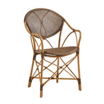 natural brown rattan indoor or outdoor dining arm chair