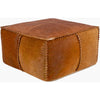 square pouf brown leather hide-on-hair