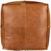 square pouf brown leather hide-on-hair