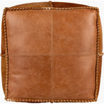 square pouf brown leather hide-on-hair