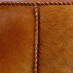 square pouf brown leather hide-on-hair