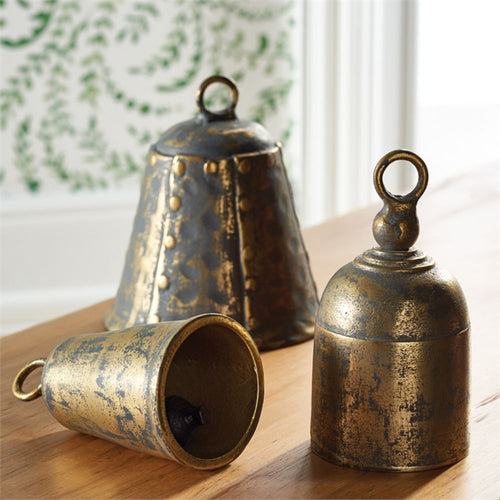 antique brass bells set of three gold decor holiday