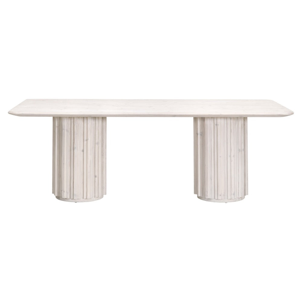 white wash reclaimed pine double pedestal dining table