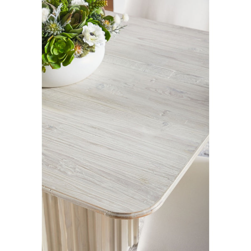 white wash reclaimed pine double pedestal dining table