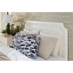 white lacquered frame soft white inset panel headboard 