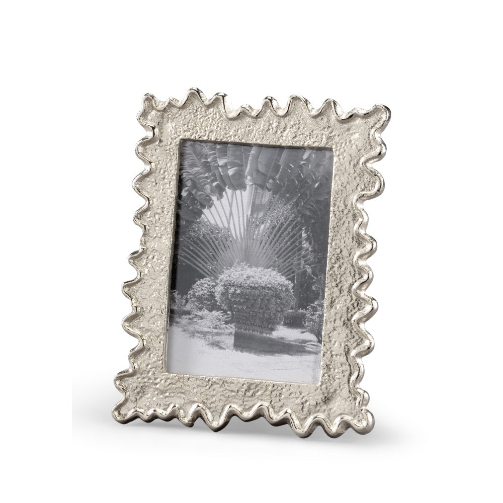 silver picture frame hammered metal squiggle edges