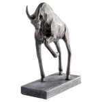 pewter finished bull sculpture on marble