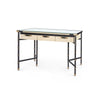 leather wrapped canvas drawer desk black gold accents