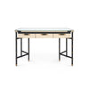 leather wrapped canvas drawer desk black gold accents