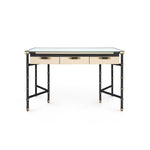 leather wrapped canvas drawer desk black gold accents