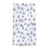 white flour sack tea towel silver gold holiday trees