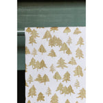 white flour sack tea towel silver gold holiday trees