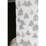 white flour sack tea towel silver gold holiday trees