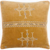 square mustard gold velvet pillow embroidered tribal pattern