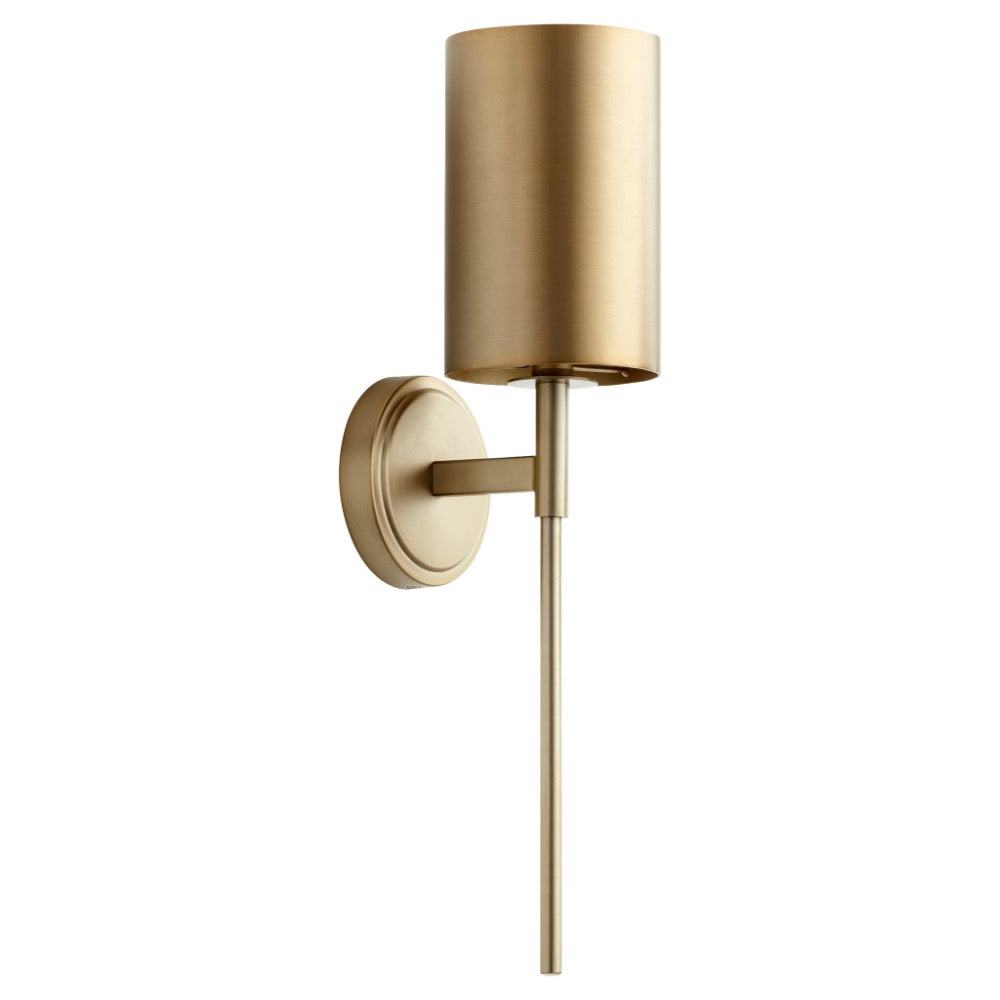 contemporary aged brass metal wall sconce