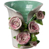 flower vase high-gloss pink roses green interior