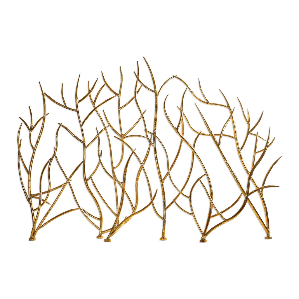 gold branches fireplace screen