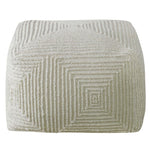 geometric design wool ivory floor pouf