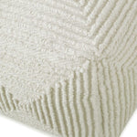 geometric design wool ivory floor pouf