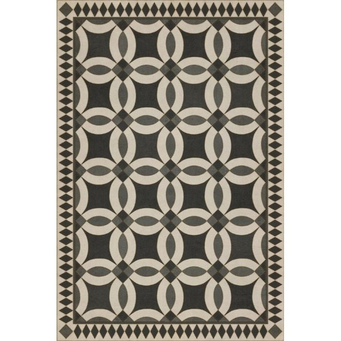 black tan ring detail lay flat vinyl rug