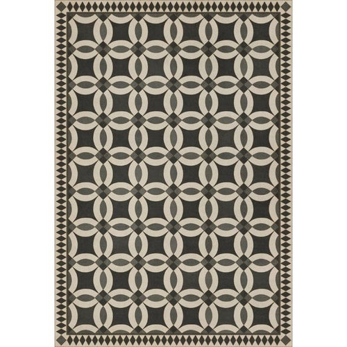 black tan ring detail lay flat vinyl rug