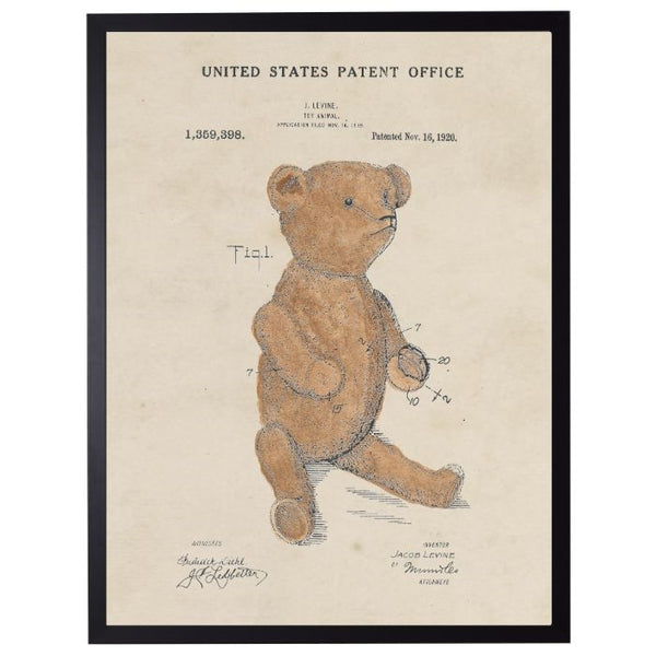 Vintage Children's Wall Art - Teddy Bear Patent - Play Room – BSEID