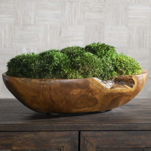 teak bowl preserved moss