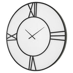 large wall clock black white glass