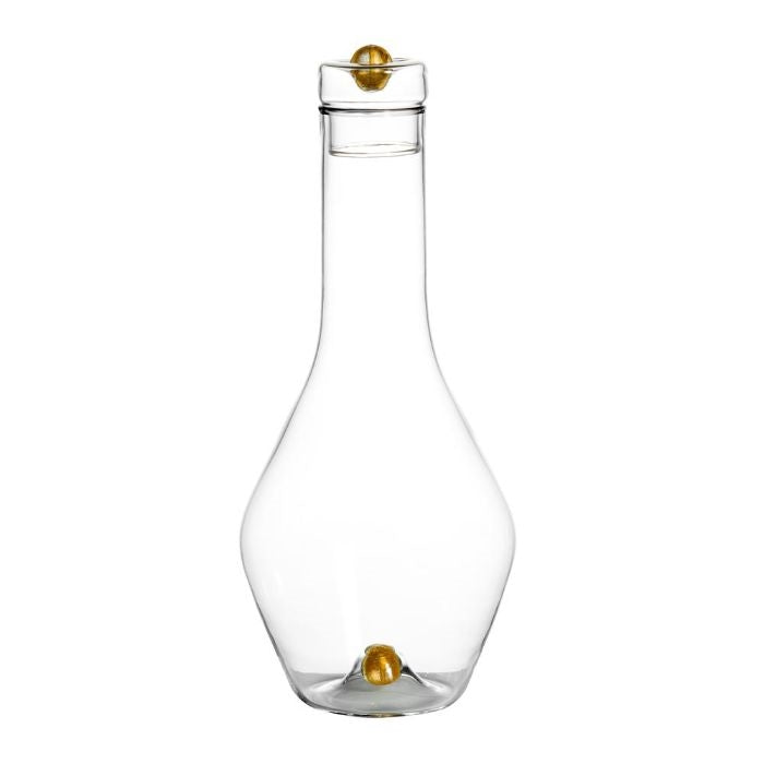 decanter glass gold ball base clear