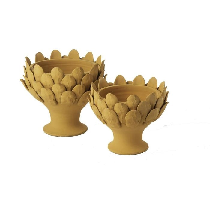 terracotta footed centerpiece artichoke decor