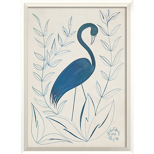 blue crane branch framed wall art