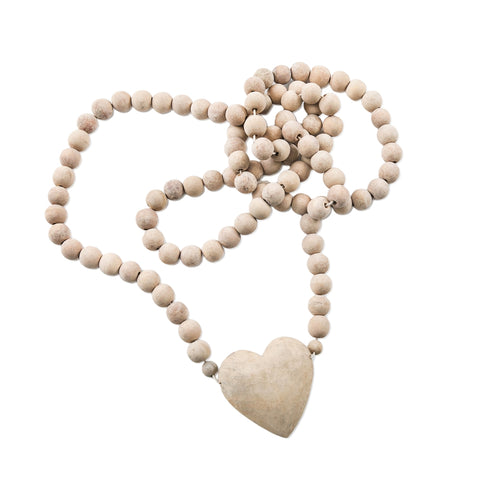 Oversized Wood Prayer Beads with Heart, 76 | Hudson Grace