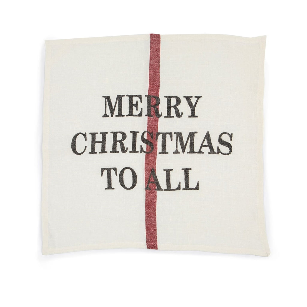 linen napkin cream red christmas dish towel